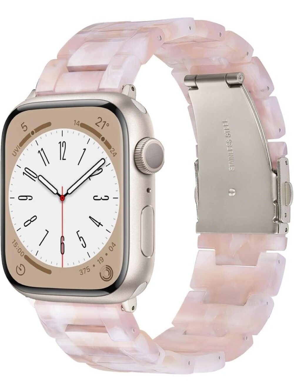 Women's Pink Floral Featherlight Resin Apple Band Lightweight Wrist Watches